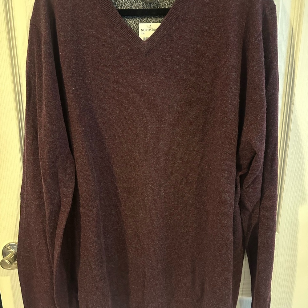 NORDSTROM Men's Shop 100% Cashmere Sweater Size XXL Burgundy